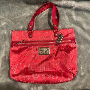 Coach Limited Edition ‘Poppy’ Pink Story Patch Glam Shoulder Tote
